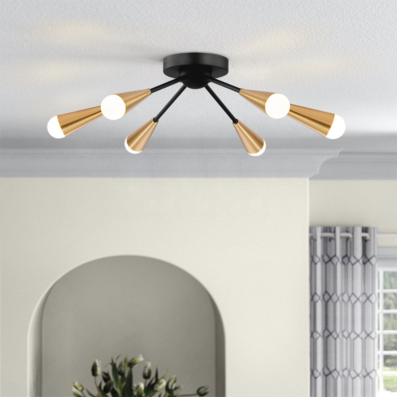 Wade Logan Annunzia 6 Light Sputnik Modern Linear Semi Flush Mount